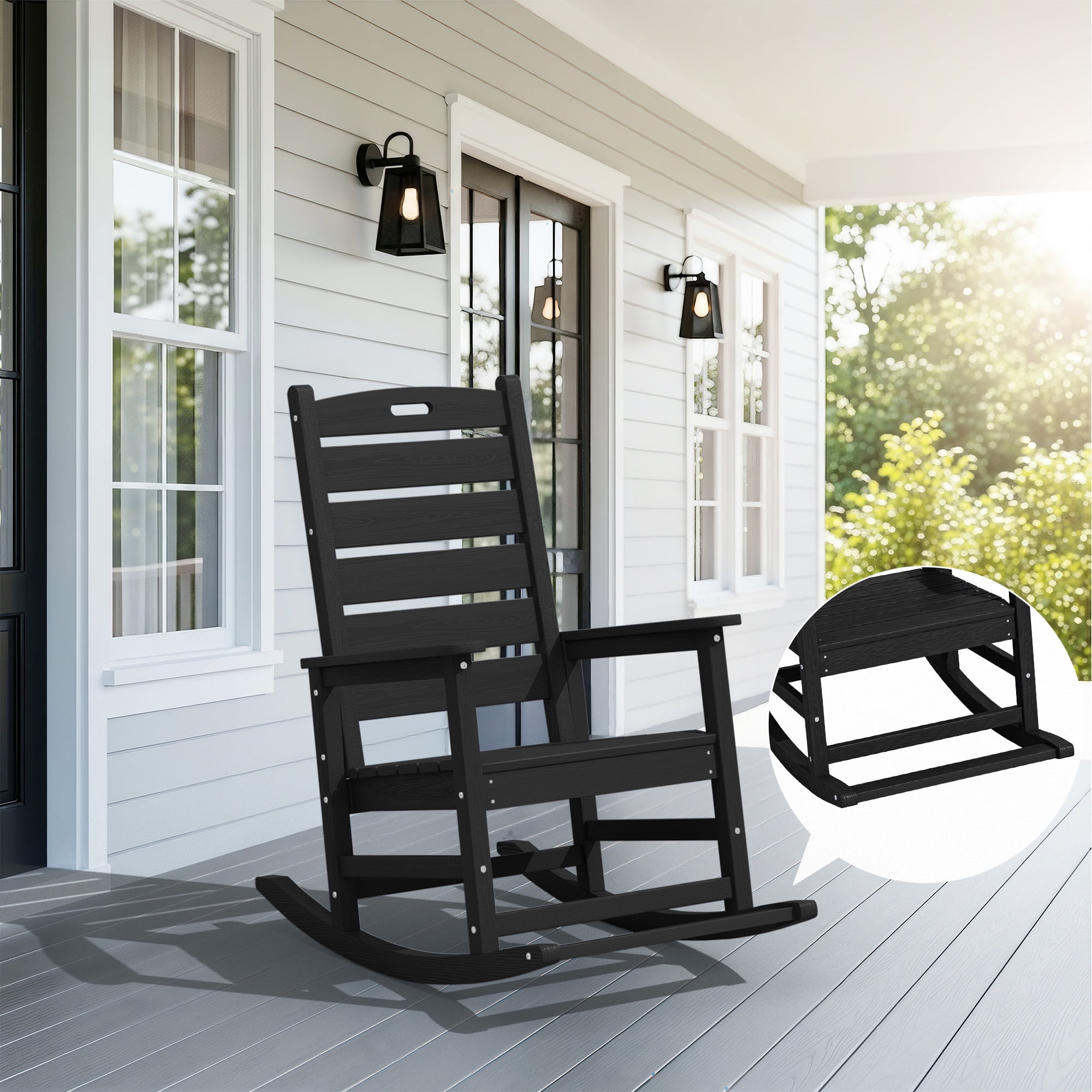 【極美品】 Porro ポロNEVE ネーヴェチェア ブラック 4脚セット SERWALL Oversized Outdoor Rocking Chair with Footrest, HDPE All