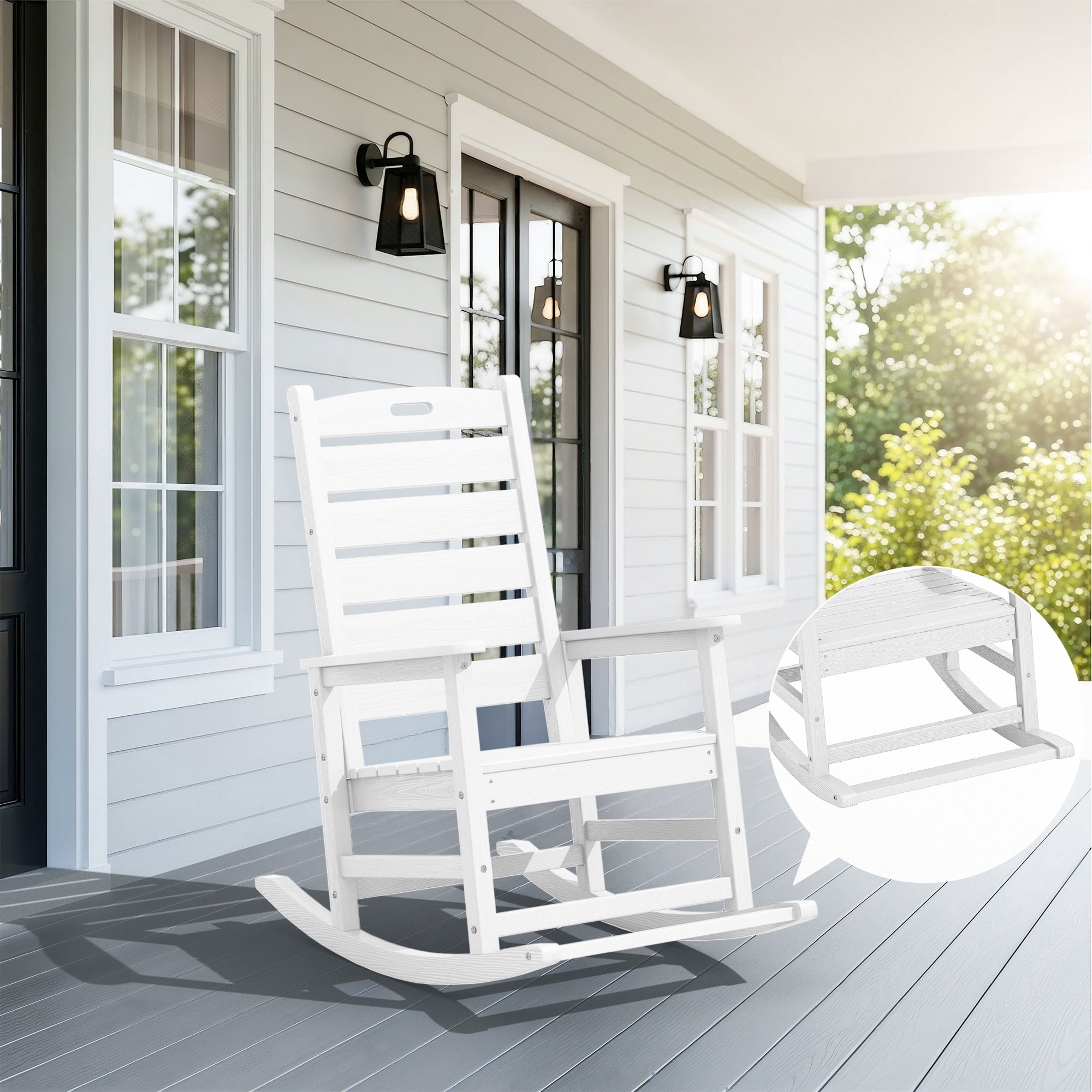 SERWALL Oversized Outdoor Rocking Chair with Footrest for Adults, HDPE ...