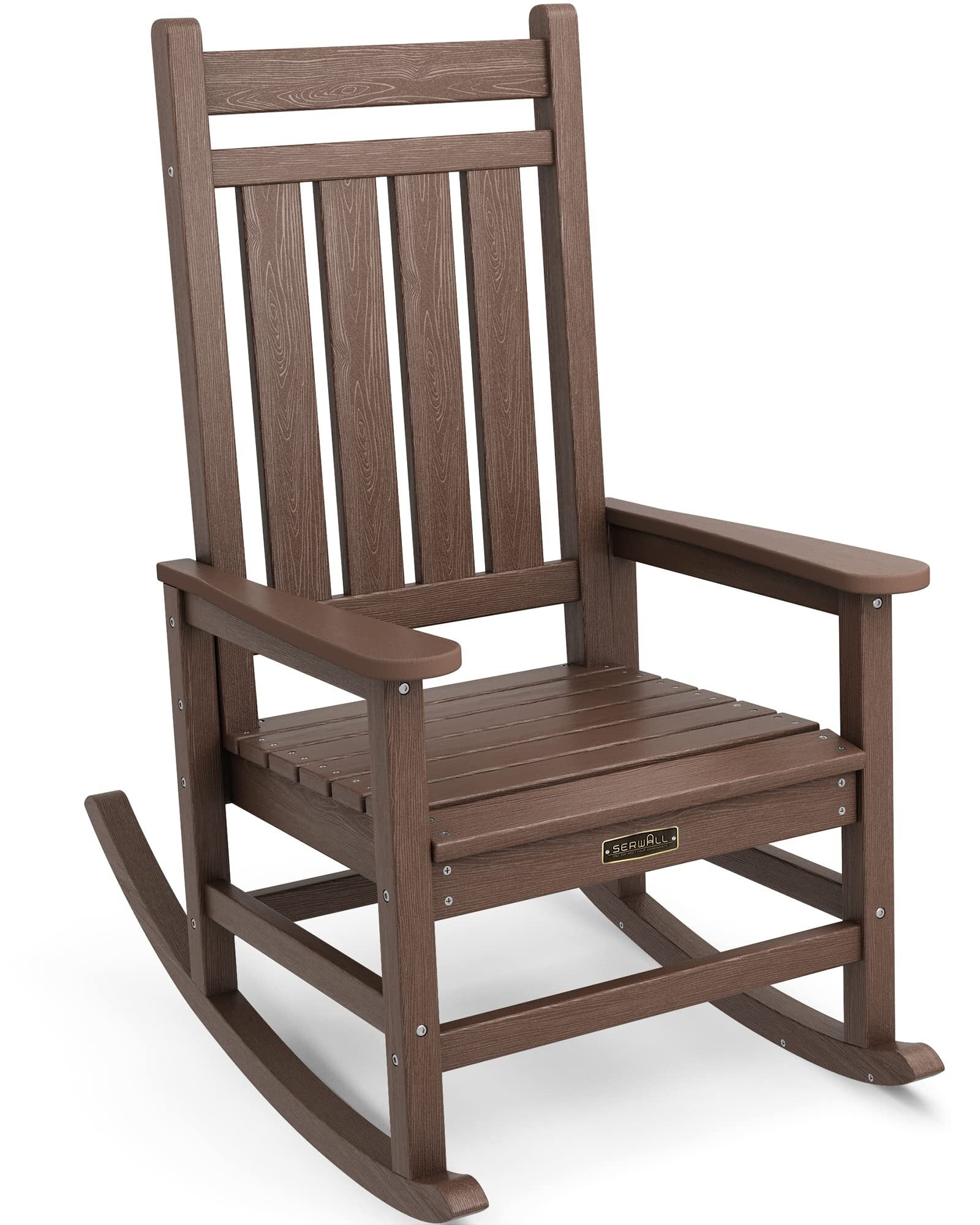 SERWALL Oversized Patio Porch Slat Rocking Chair,Patio Furniture Chair