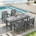 thumbnail image 1 of SERWALL Patio Dining Set, 5-Piece Rectangular HDPE Dining Table with Umbrella Hole & 4 Chairs, Grey, 1 of 6