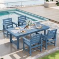 thumbnail image 1 of SERWALL Patio Dining Set, 5-Piece Rectangular HDPE Dining Table with Umbrella Hole & 4 Chairs,&nbsp;Navy Blue, 1 of 6