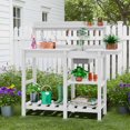thumbnail image 1 of SERWALL Potting Bench Outdoor Potting Table with Sink, HDPE Material All Weather Use- White, 1 of 8