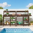 thumbnail image 1 of SERWALL Potting Bench Set of 2, Outdoor Potting Table with Sink, HDPE Material All Weather Use- Coffee, 1 of 8