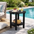 thumbnail image 1 of SERWALL Round Outdoor Side Table, All Weather Use Double Layer Patio Side Table, HDPE Adirondack End Table for Patio, Garden, Deck - Black, 1 of 7