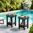 thumbnail image 1 of SERWALL Round Outdoor Side Tables Set of 2, All Weather Use Double Layer Patio Side Table, HDPE Adirondack End Table for Patio, Garden, Deck - Black, 1 of 7