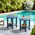 thumbnail image 1 of SERWALL Round Outdoor Side Tables Set of 2, All Weather Use Double Layer Patio Side Table, HDPE Adirondack End Table for Patio, Garden, Deck - Blue, 1 of 7
