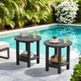 thumbnail image 1 of SERWALL Round Outdoor Side Tables Set of 2, All Weather Use Double Layer Patio Side Table, HDPE Adirondack End Table for Patio, Garden, Deck - Gray, 1 of 7