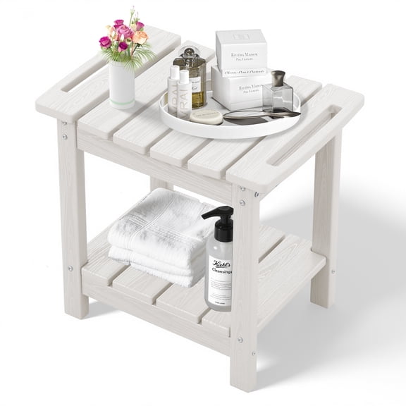 SERWALL HDPE Shower Bench for Inside Shower, Waterproof Shower Stool with Handles- White
