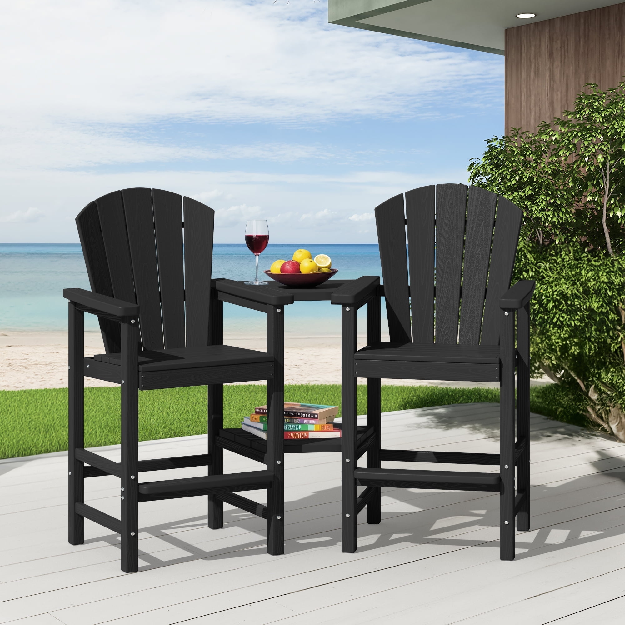 Walmart sales :  Walmart Black Friday Deals 2025 SERWALL Tall Adirondack Chairs Set of 2, HDPE Bar Height Outdoor Chairs with Tray, Black