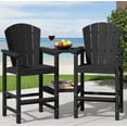 thumbnail image 1 of SERWALL Tall Adirondack Chairs Set of 2 with Double Layer Connecting Tray, HDPE Bar Height Outdoor Chairs, for Patio, Balcony, Porch, Pool, Black, 1 of 9