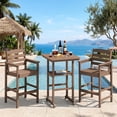 thumbnail image 1 of SERWALL Tall Adirondack Chairs and Table 3 Pieces Set, Adirondack Bar Height Chairs Set of 2 and Bar Table, Outdoor Barstools Set for Balcony, Poolside, Backyard, Brown, 1 of 9