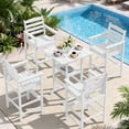thumbnail image 1 of SERWALL Tall Adirondack Chairs and Table 5 Pieces Set, Adirondack Bar Height Chairs Set of 4 and Bar Table, Outdoor Barstools Set for Balcony, Poolside, Backyard, White, 1 of 9