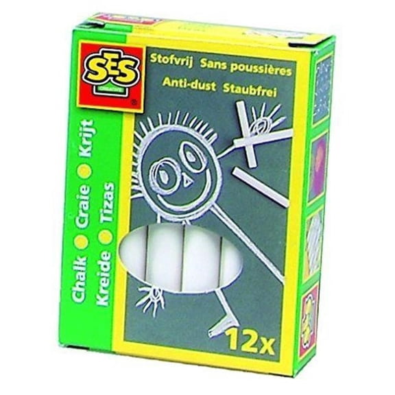 SES Creative 200 Blackboard Chalk, White - 12 Per Pack - Case of 24