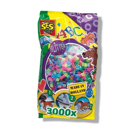SES Creative 774 3000 piece Iron On Beads - Glitter Set, Case of 12