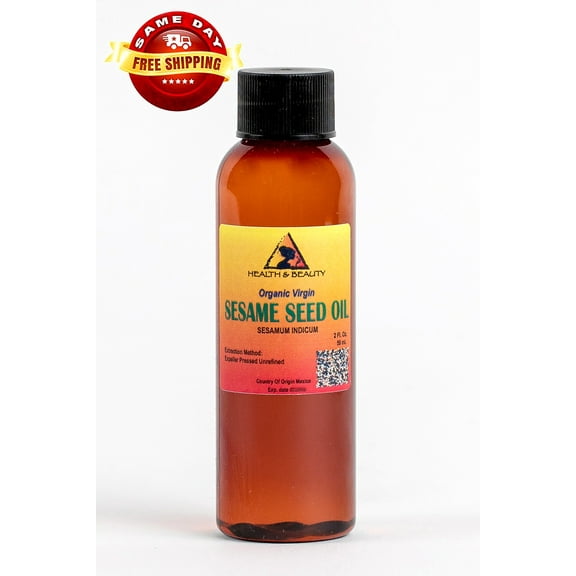 SESAME OIL UNREFINED ORGANIC CARRIER EXPELLER PRESSED VIRGIN RAW PURE 2 OZ