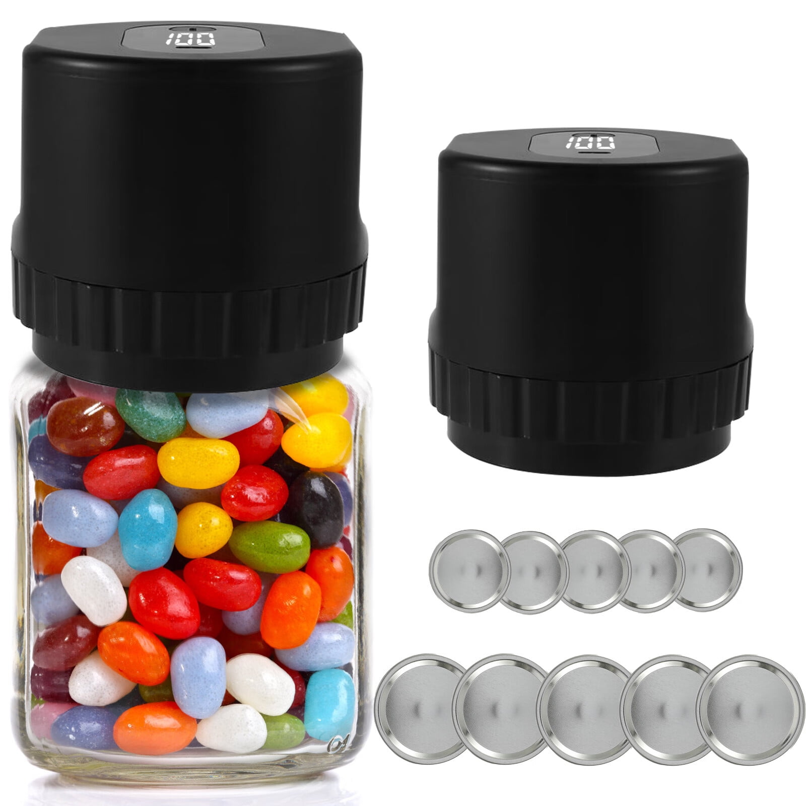 SESAVER Electric Mason Jar Vacuum Sealer with 10 Jar Lids USB