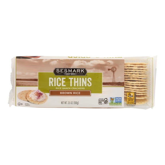 SESMARK - Gluten - Free Brown Rice Thins Snack - 3.5 Oz, Case of 12