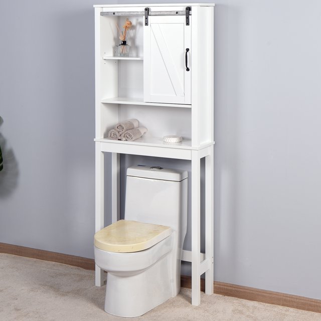 SESSIFE Bathroom Shelf Over Toilet, White Bathroom Storage Over Toilet ...