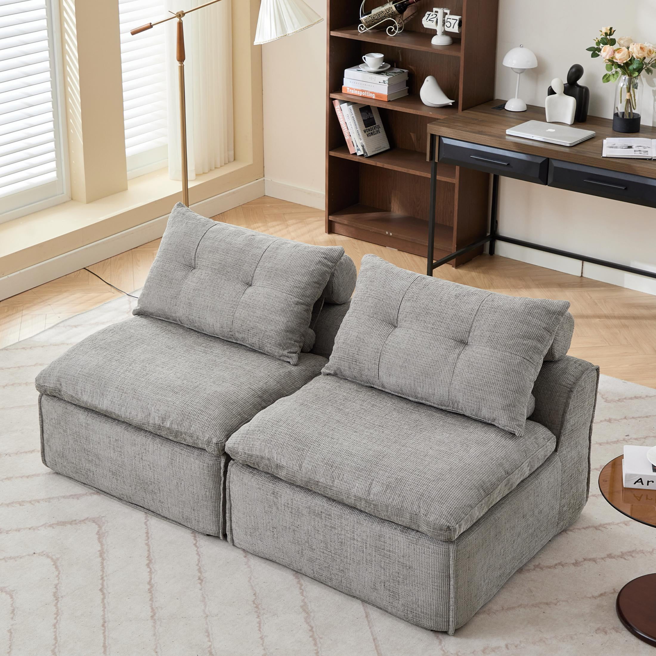 SESSLIFE Modular Sectional Sofa, Upholstered Cloud Couch with Neck ...