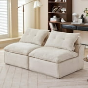 SESSLIFE Modular Sectional Sofa, Upholstered Cloud Couch with Neck Pillow and Lumbar Pillow, Modern Modular Sofa with Soft Chenille Fabric for Living Room, Apartment, At will DIY, 2-Seat, Beige