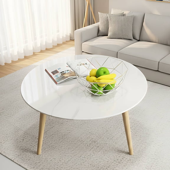 SESSLIFE 32" Round Tempered Glass Table Top with Marble Design, Premium Strong Load Bearing, Heat Resistant Glass Table Top Replacement for Dining Table, Coffee Table, Patio