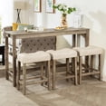 thumbnail image 1 of SESSLIFE 4 Piece Bar Table Set with Power Outlet, Counter Height Pub Table with Padded Stools, Behind the Couch Table Set for Living Room,Dining room, Brown, 1 of 5