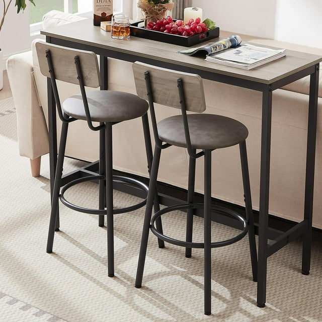 ENYOPRO 3-Piece Counter Height Table Set, Wood Rustic Bar Dining Set with 2 Bar Chairs, Pub Dining Height Table Set, Morden Style Counter Height Kitchen Table for Dining, Work or Study