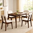 thumbnail image 1 of SESSLIFE 5-Piece Dining Table Set, Modern Wood Dining Table with 4 Fabric Upholstered Chairs, Dining Room Table Set for 4, Kitchen Table Set for Small Spaces, Walnut and White, 1 of 10