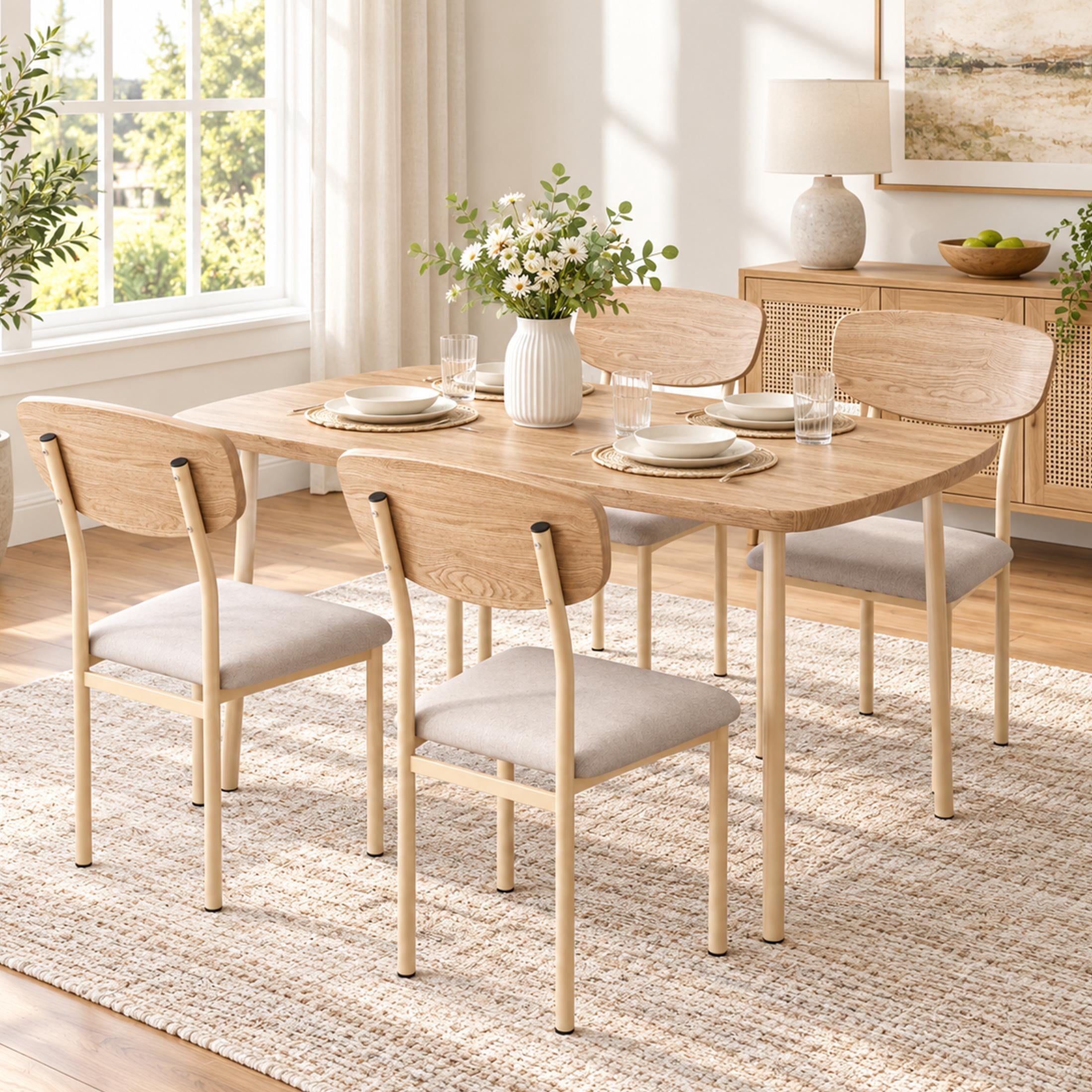 SESSLIFE 5 Pieces Dining Table Set Modern Kitchen Wood Table and 4 Chairs for Breakfast Small Spaces Natural and Black 3c4db034 ee01 4661 91a3 2921744558e6.3d885343b52d525c5dc65bc400a885d1