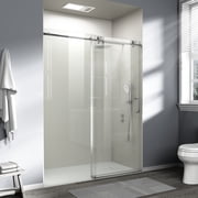 SESSLIFE 56 60"Wx76"H Frameless Sliding Shower Door, 1/4 Inch Adjustable Tempered Glass with Installation Guide, Anti-Leak Seal for Walk-in Shower, Nickel