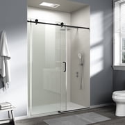 SESSLIFE 56 60"Wx76"H Frameless Sliding Shower Door, 1/4 Inch Adjustable Tempered Glass with Installation Guide, Anti-Leak Seal for Walk-in Shower, Matte Black