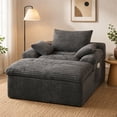 thumbnail image 1 of SESSLIFE 65" Oversized Chaise Lounge Chair Indoor, Corduroy Boneless Sofa Bed with Wide Armrest 3 Pillows, Upholstered Cloud Sofa Couches for Living Room, No Assembly Require, Dark Gray, 1 of 7