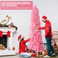 thumbnail image 1 of SESSLIFE 7.5ft Snowy Pink Christmas Tree, Slim Pencil Design, Easy 3-Step Setup with Hinged Branches and Metal Stand, 1075 Tips for Lush Look, Unlit for Custom Decor, 1 of 6