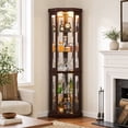 thumbnail image 1 of SESSLIFE 70" Tall Corner Curio Cabinet with Glass Doors and Lighting, Lighted Display Cabinet with 5-Tier Adjustable Shelves for Living Room Bedroom, Easy Assembly, 1 of 10