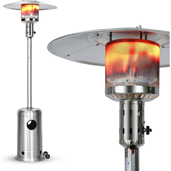 SESSLIFE 88" High Outdoor Heaters for Patios, 48000 BTU Propane Heater, Silver, TE1281