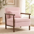 thumbnail image 1 of SESSLIFE Accent Chair with Storage Space, Upholstered Living Room Chairs with Waist Cushion & Wood Frame, Reading Armchair for Bedroom Sunroom, Pink, 1 of 9