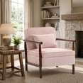 thumbnail image 1 of SESSLIFE Accent Chair with Storage Space, Upholstered Living Room Chairs with Waist Cushion & Wood Frame, Reading Armchair for Bedroom Sunroom, Pink, 1 of 9