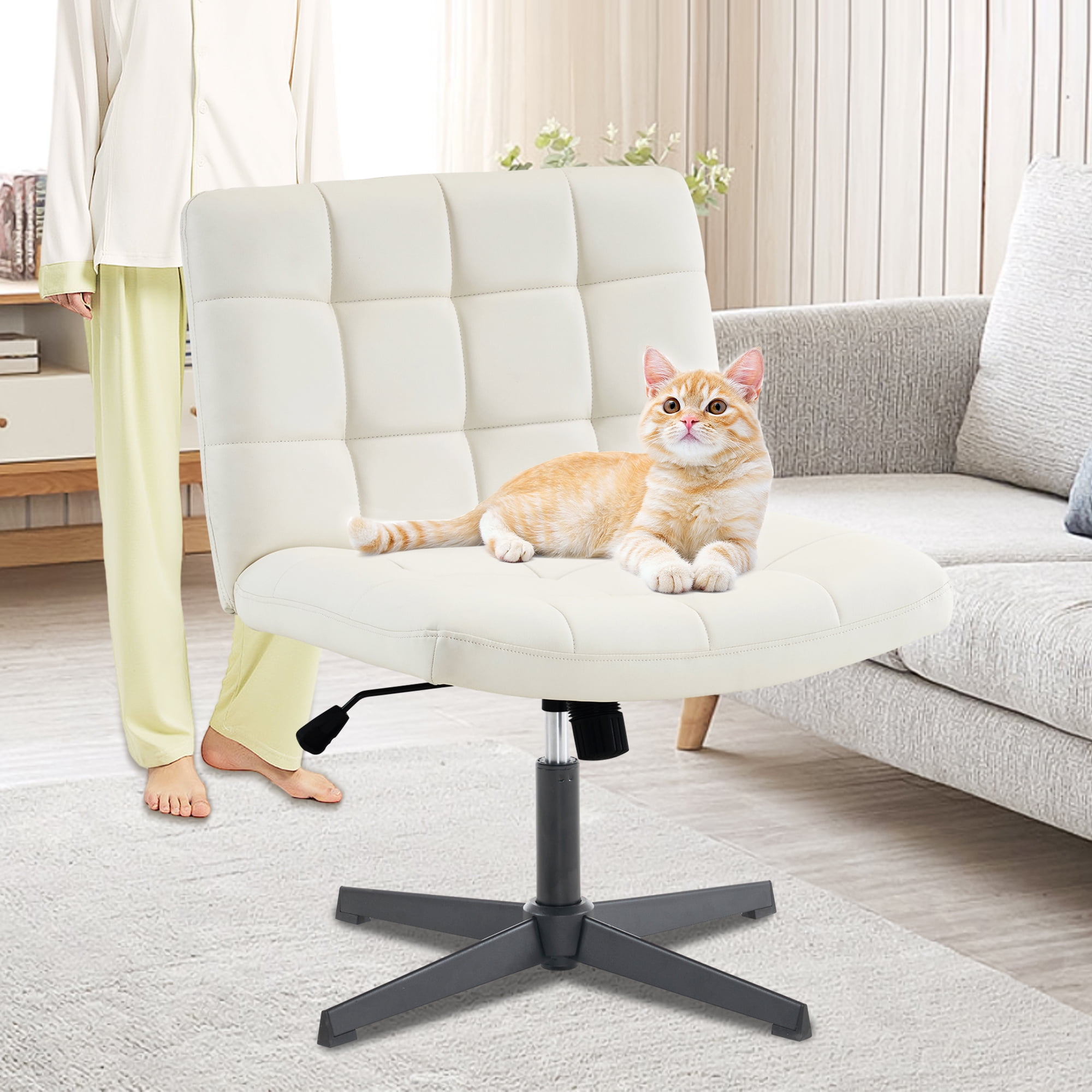 SESSLIFE Armless Office Chair with Wheels Ergonomic Wide Seat