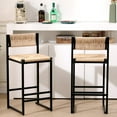 thumbnail image 1 of ENYOPRO Bar Chairs Set of 2, Counter Height Bar Chairs for Kitchen Counter, Paper Rope Weave Kitchen Chairs with Metal Legs, Bar Chairs for Restaurant, Coffee Shop, Honey, 1 of 10