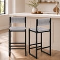 thumbnail image 1 of SESSLIFE Bar Chairs Set of 2, Counter Height Bar Chairs for Kitchen Counter, Paper Rope Weave Kitchen Chairs with Metal Legs, Bar Chairs for Restaurant, Coffee Shop, Gray, 1 of 8