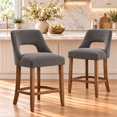 thumbnail image 1 of SESSLIFE Bar Stools Set of 2, 26" Counter Height Bar Stools with Open Back, Modern Upholstered Kitchen Island Stools with Solid Wood Legs, Bar Chairs for Dining Room, Gray, 1 of 9