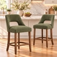 thumbnail image 1 of SESSLIFE Bar Stools Set of 2, 26" Counter Height Bar Stools with Open Back, Modern Upholstered Kitchen Island Stools with Solid Wood Legs, Bar Chairs for Dining Room, Green, 1 of 9
