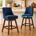 thumbnail image 1 of SESSLIFE Blue Bar Stools with Back Set of 2, 26" Counter Height Swivel Bar Stools, Upholstered Farmhouse Counter Stools with Solid Wood Legs, Bar Chairs for Kitchen Island & Home, 1 of 10