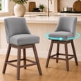 thumbnail image 1 of SESSLIFE Gray Bar Stools with Back Set of 2, 26" Counter Height Swivel Bar Stools, Upholstered Farmhouse Counter Stools with Solid Wood Legs, Bar Chairs for Kitchen Island & Home, 1 of 10