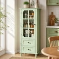 thumbnail image 1 of SESSLIFE Small Pantry Cabinet with Glass Door and Drawers, Kitchen Cabinet with Adjustable Shelves, Pantry Storage Cabinet for Dining Room, Coffee Nook and Small Spaces, Green, 1 of 10