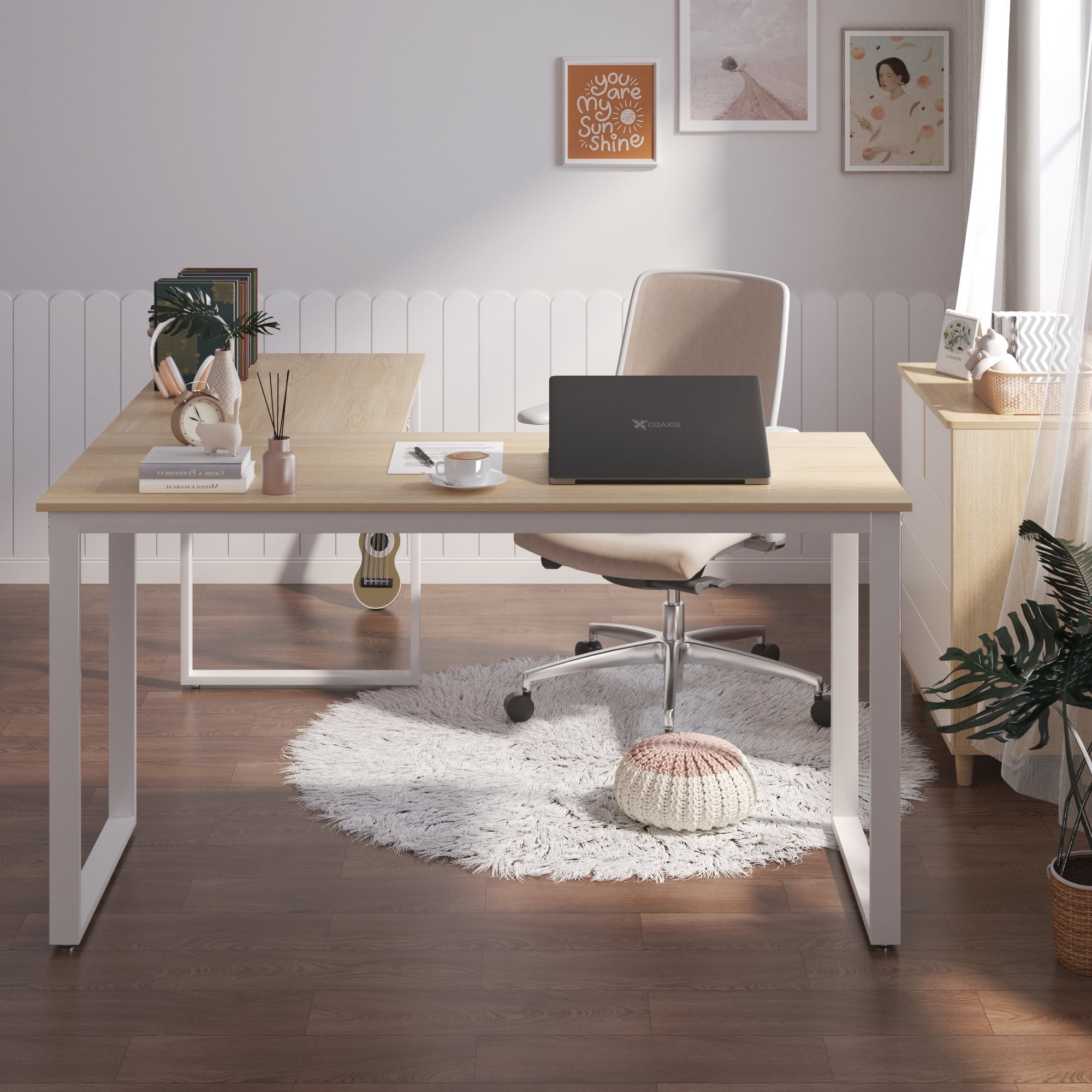 Corner desk 4 shelves white furniture bedroom desk modern furniture gaming  table with shelf study table