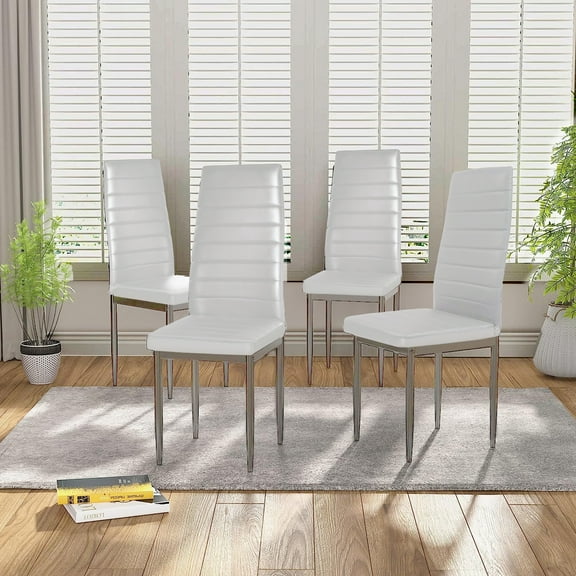 SESSLIFE Dining Chairs Set of 4, Dining Living Room Kitchen Chairs PU Leather Padded Chair with Solid Iron Legs, Modern Urban Style