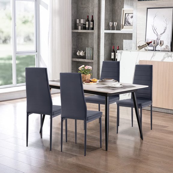 SESSLIFE Dining Chairs Set of 4, Kitchen Chairs with PU Cushion Seat Back, Modern Living Room Side Chairs with Metal Legs