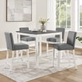 thumbnail image 1 of SESSLIFE Dining Table Set for 4, Counter Height Kitchen Table Set with Square Table and 4 Upholstered Chairs, Solid Wood Dining Room Set for 4, Space-Saving, Grey & White, 1 of 10