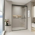 thumbnail image 1 of SESSLIFE Double Sliding Shower Door, Tempered Glass with Anti-Leak and Anti-Collision Design, Quiet Close Reversible Doors for Bathtub or Walk-In Shower, Easy to Clean, Matte Black, 1 of 9